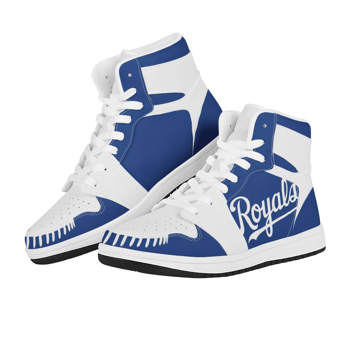 Women's Kansas City Royals High Top Leather AJ1 Sneakers 001